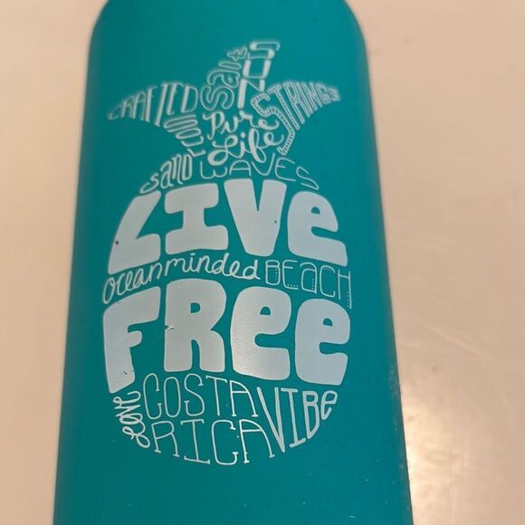 Pura Vida Teal Water Bottle with Orange Cap - Picture 2 of 4